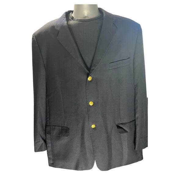 Lyle & Scott Black Three Button Front Worsted Wool Sports Coat Size 46R - Picture 1 of 8